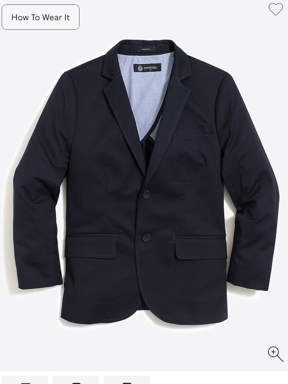 NWT Jcrew Crew Cuts Boys Boys' Thompson suit jacket in dark pacific blue size 12